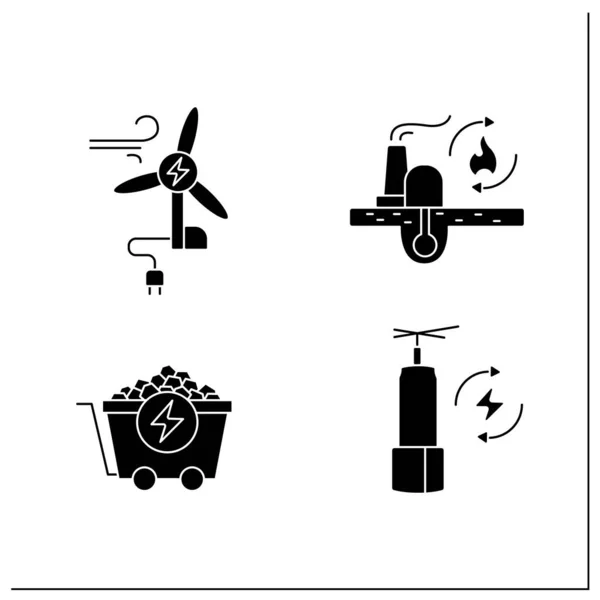 エネルギーグリフアイコンセット — ストックベクタ