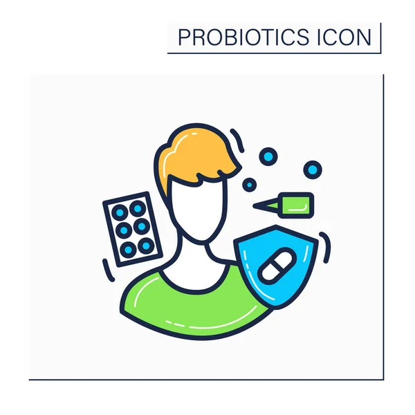 Actividad alérgica probióticos icono de color — Vector de stock