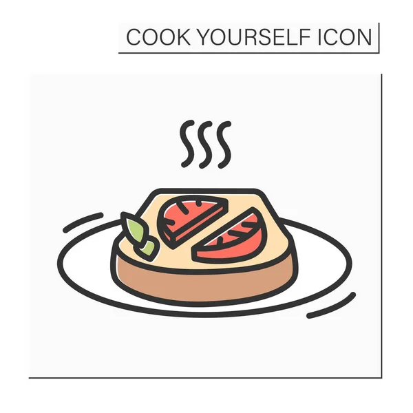 Roti panggang dengan ikon warna tomat - Stok Vektor