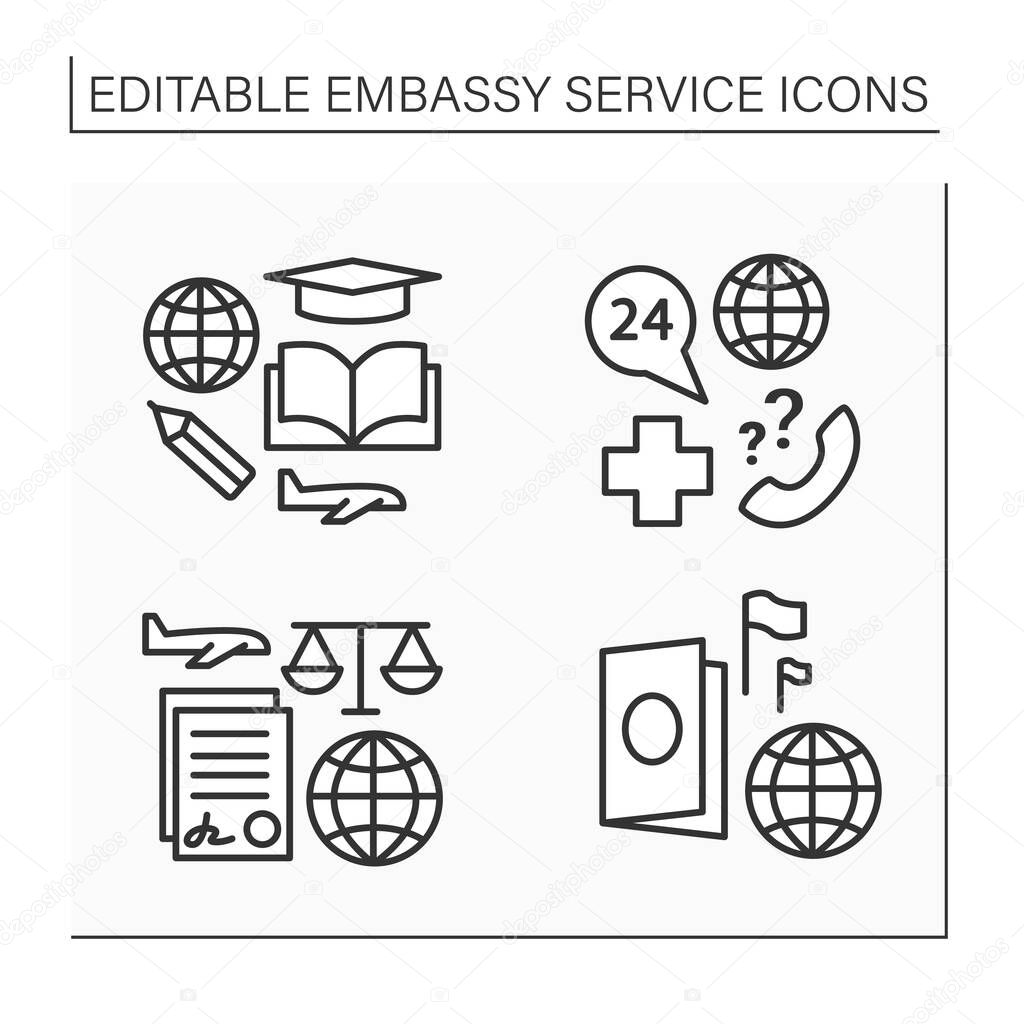 Embassy service line icons set