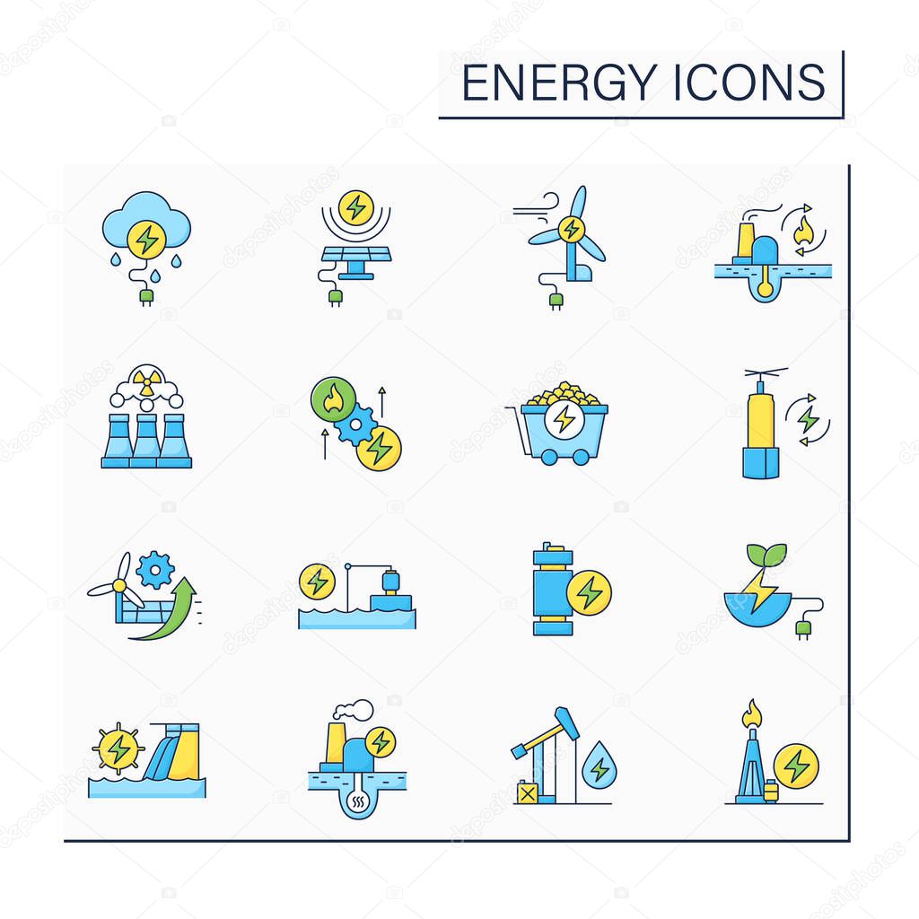 Energy color icons set