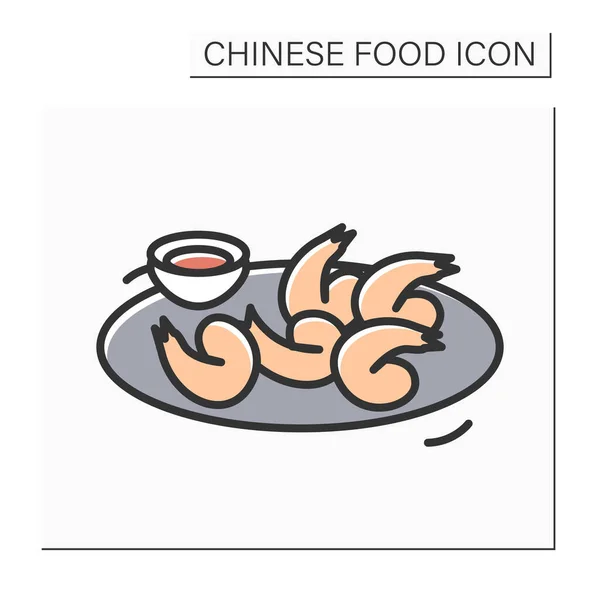 Fried shrimp color icon — Stockvektor