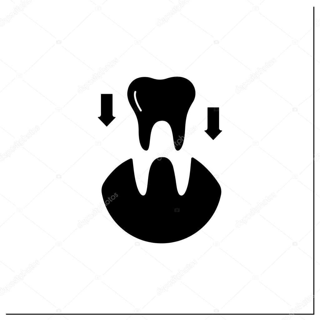 Tooth transplants glyph icon. Tooth transplants concept. Technology of restorative dentistry. Dental clinic service.Filled flat sign. Isolated silhouette vector illustration