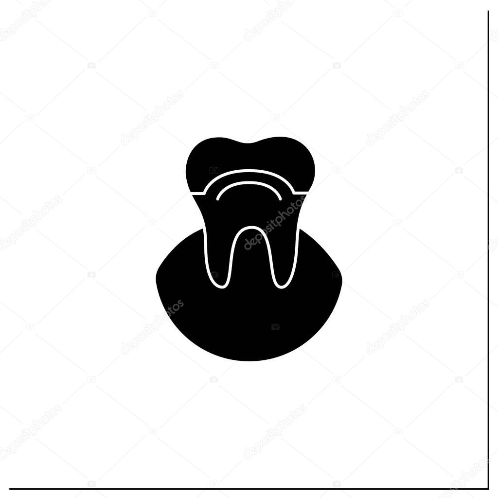 Smile reconstructions glyph icon. Cosmetic dentistry. Tooth removal and bite correction concept. Teeth whitening and braces idea.Filled flat sign. Isolated silhouette vector illustration