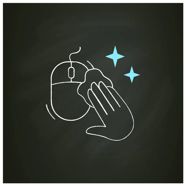 Disinfecting computer mouse chalk icon — 스톡 벡터