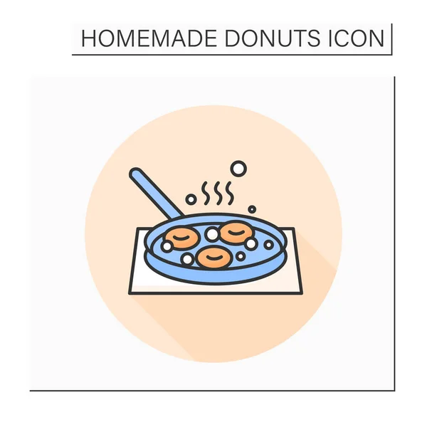 Donuts freír icono de color — Vector de stock