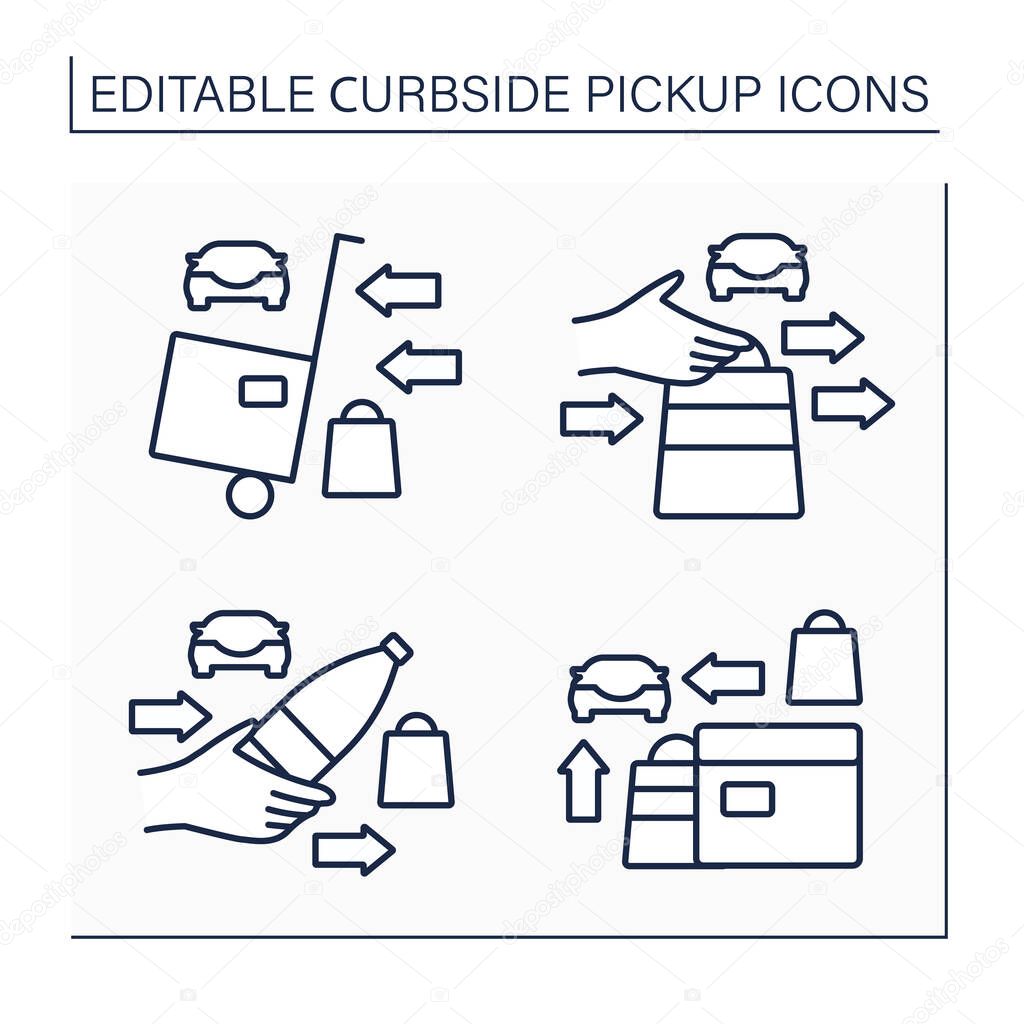 Curbside pickup line icons set
