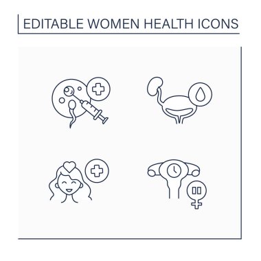 Women health line icons set clipart
