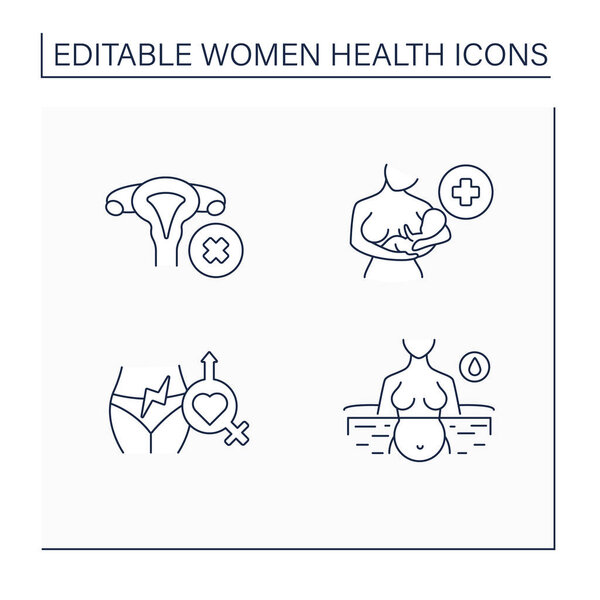 Women health line icons set