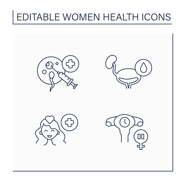 Mulheres conjunto de ícones de linha de saúde —  Vetores de Stock
