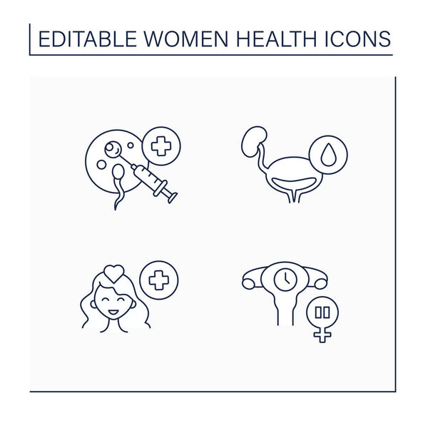 Women health line icons set
