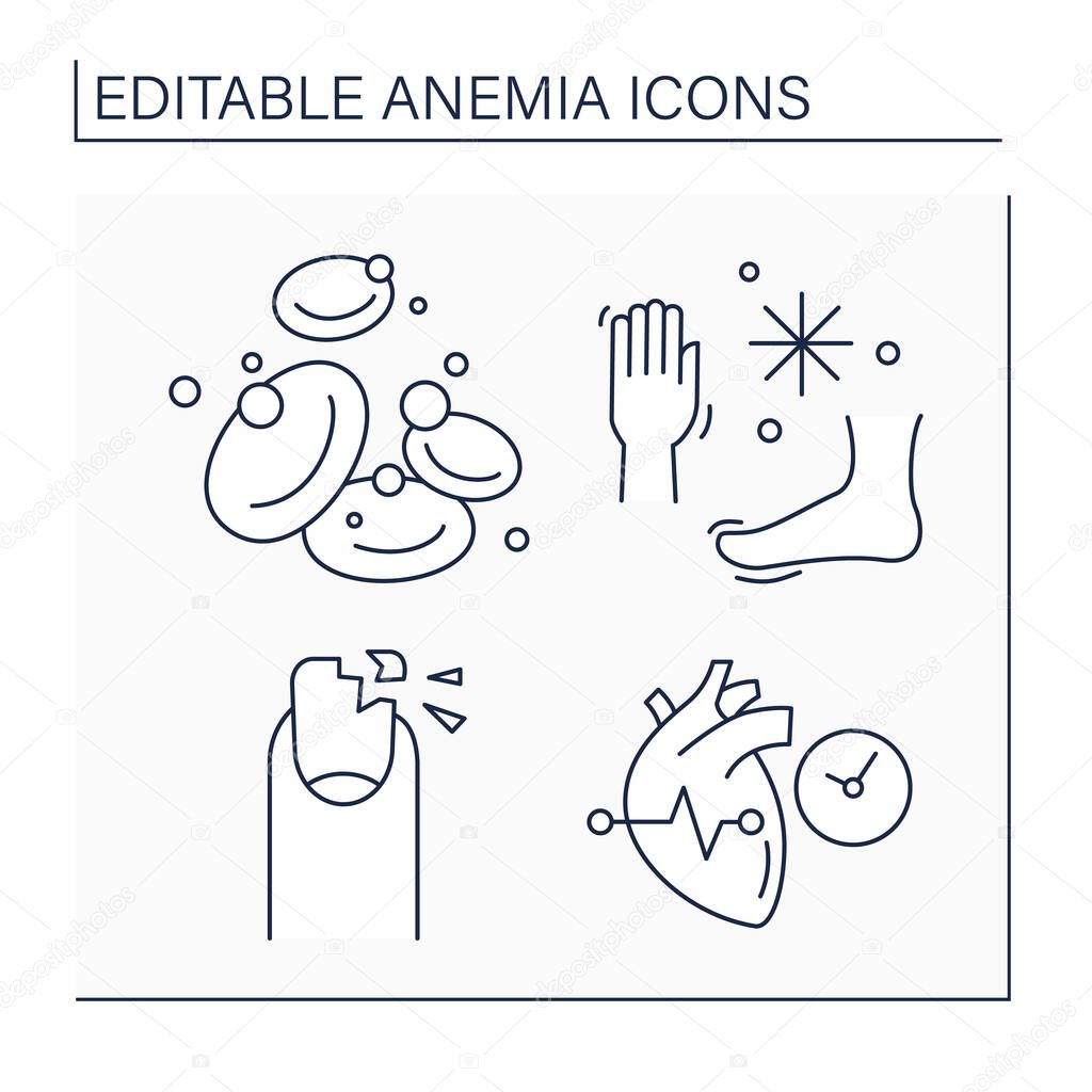 Anemia line icons set