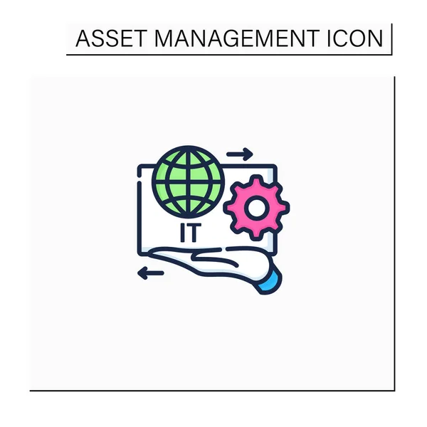 Kolorowa ikona zarządzania aktywami IT — Wektor stockowy