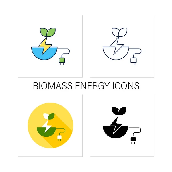 Biomassza energia ikonok beállítva — Stock Vector