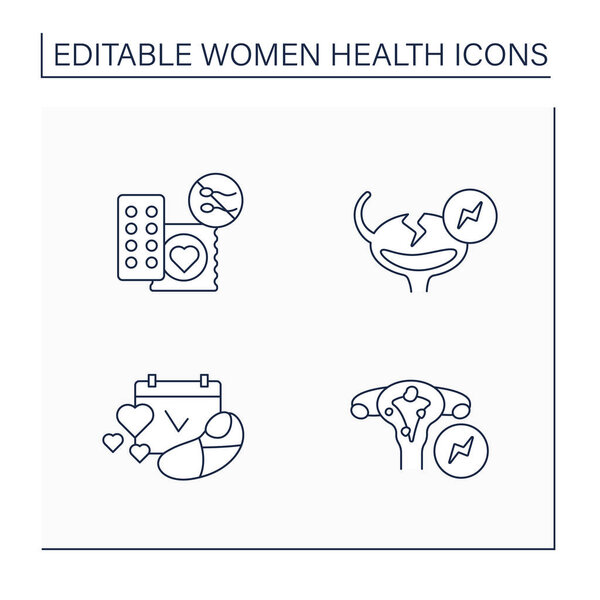 Women health line icons set