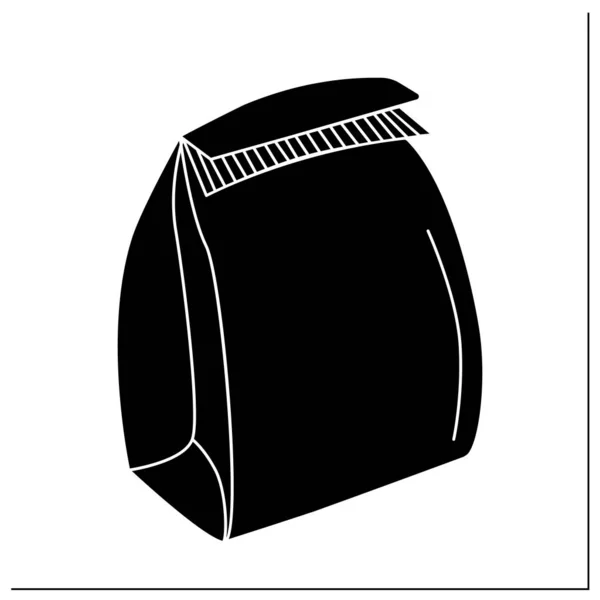 Papir frokost taske glyf ikon – Stock-vektor