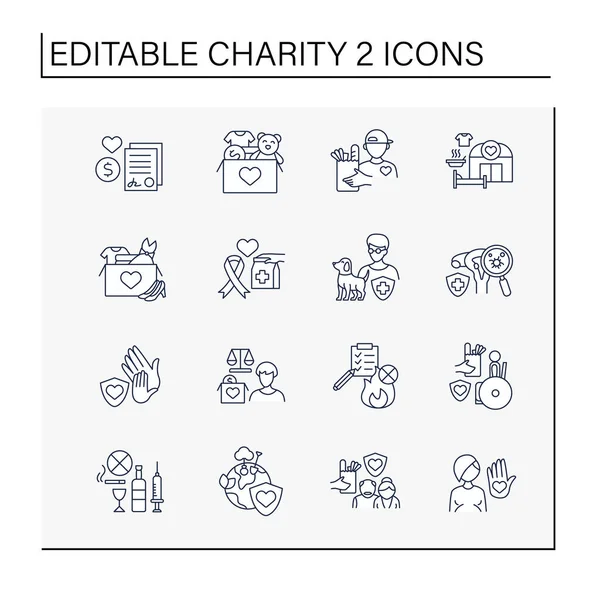 Charity line icons set — Stock Vector