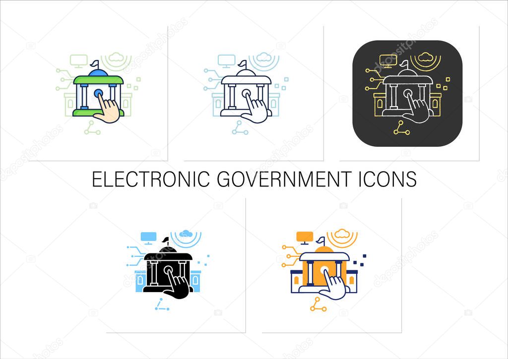 Electronic government icons set