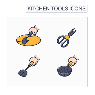 Mutfak araçları renk simgeleri ayarlandı