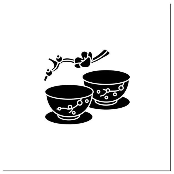 Japanische Teetassen als Symbol — Stockvektor