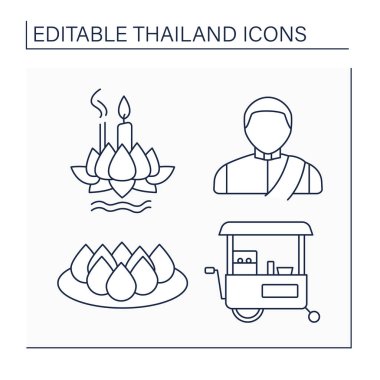 Tayland çizgi simgeleri ayarlandı