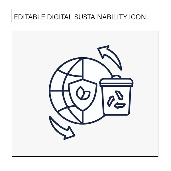 Icoon van de wereldwijde recyclinglijn — Stockvector