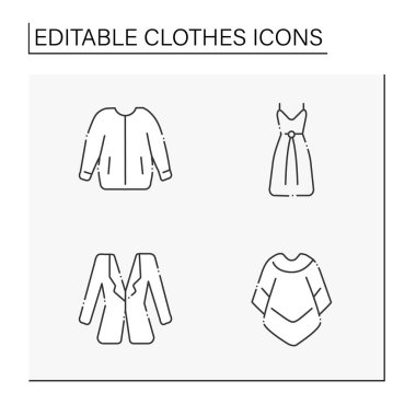 Giysi çizgisi simgeleri ayarlandı