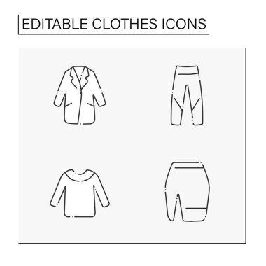 Giysi çizgisi simgeleri ayarlandı