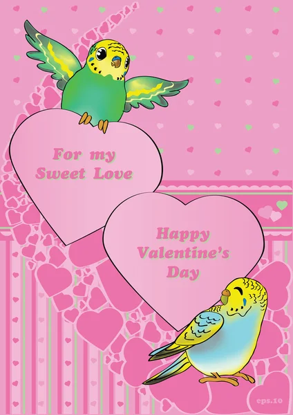 Valentine's Budgies — Stockvector