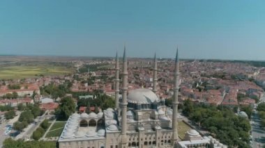 Türkiye 'de Edirne4K' daki Selimiye Camii 'nin hava görüntüsü