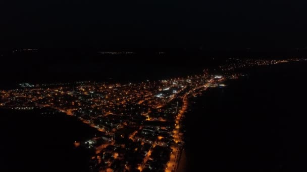 Vue aérienne de nuit du paysage de la ville d'Edirne. Images 4K en Turquie — Video