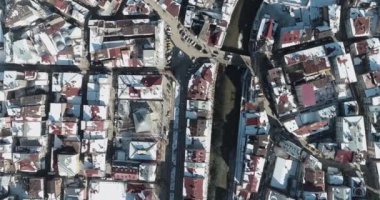 Bayburt City manzarasının havadan görünüşü. Türkiye 'de 4K Görüntüsü