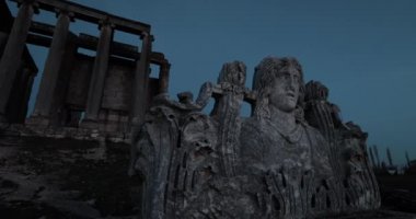 Türkiye 'nin Kutahya kentindeki Aizanoi Antik Kenti manzarası. Türkiye 'de 4K Görüntüsü.