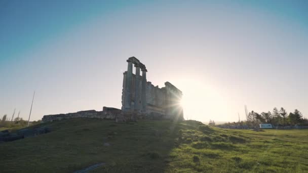 View of Aizanoi Ancient City at Kutahya in Turkey. 4K Footage in Turkey. — Vídeo de Stock