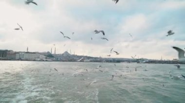 İstanbul Şehri 'nin hava manzarası. Türkiye 'de 4K Görüntüsü