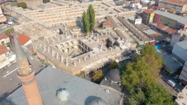 Türkiye 'deki Kayseri pazarının havadan görüntüsü. Türkiye 'de 4K Görüntüsü