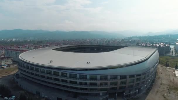 Vista aérea da construção do estádio de futebol em Ordu — Vídeo de Stock