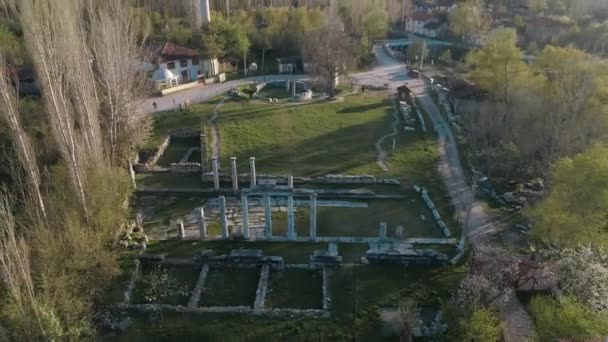 Letecký pohled na Aizanoi Ancient City v Kutahya v Turecku. 4K záběry v Turecku. — Stock video