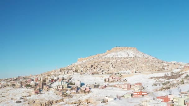 Pemandangan Kota Mardin di Turki. Salju cuaca — Stok Video