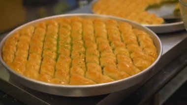 Gaziantep 'teki Lezzetli Türk Baklava' sının muhteşem manzarası. Türkiye 'de 4K Görüntüsü