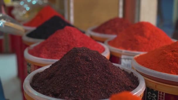 Close-up view pile of spices in Gaziantep. Paprika spice.