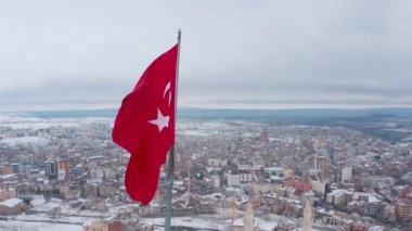 Türkiye 'deki Urgup Kapadokya manzarası. Türkiye 'de 4K Görüntüsü