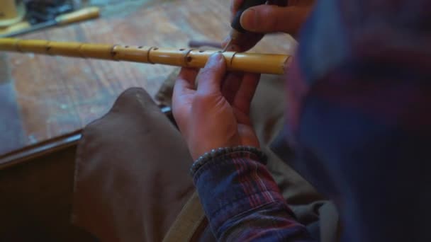 A master is making Ney instrument. 4K Footage in Turkey Stock Footage