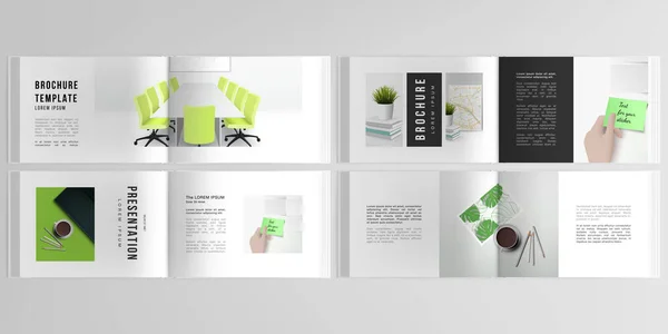 Diseños vectoriales de plantillas de diseño de presentación horizontal para folleto de diseño de paisajes, diseño de portada, volante, diseño de libros, revista. Concepto de oficina en el hogar, estudio o freelance, trabajando desde casa. — Archivo Imágenes Vectoriales