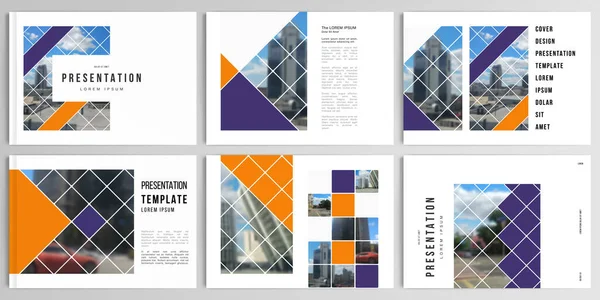 Broşür, kapak tasarımı, broşür, broşür, broşür, kitap tasarımı, dergi, poster tasarımı için vektör tasarımları. Geometrik şekilli soyut tasarım projesi, kareler ve fotoğraf için yer.