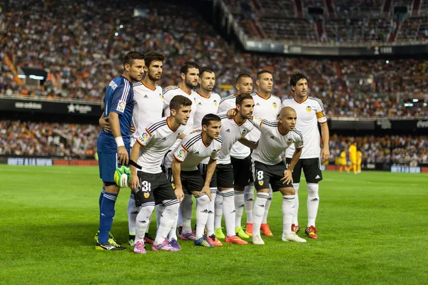 Valencia cf während des spanischen Ligaspiels gegen Malaga cf — Stockfoto