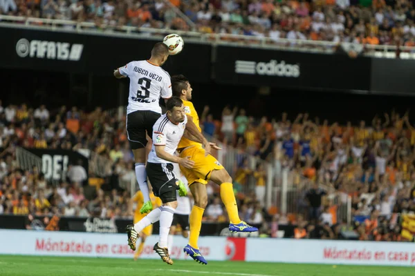 Valencia CF e Malaga CF giocatori in azione — Foto Stock