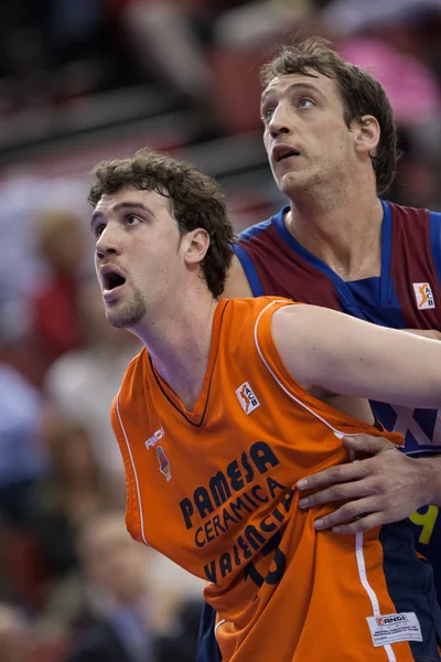 Players during the game between Valencia Basket against Barcelona — Stock Photo, Image