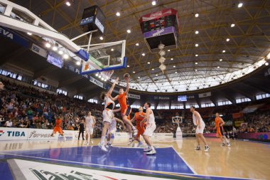 Spanish ACB League Pamesa Valencia against Akasvayu Girona clipart