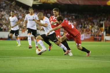 uefa Avrupa Ligi yarı final maç sırasında Top dönüyor sürücüler